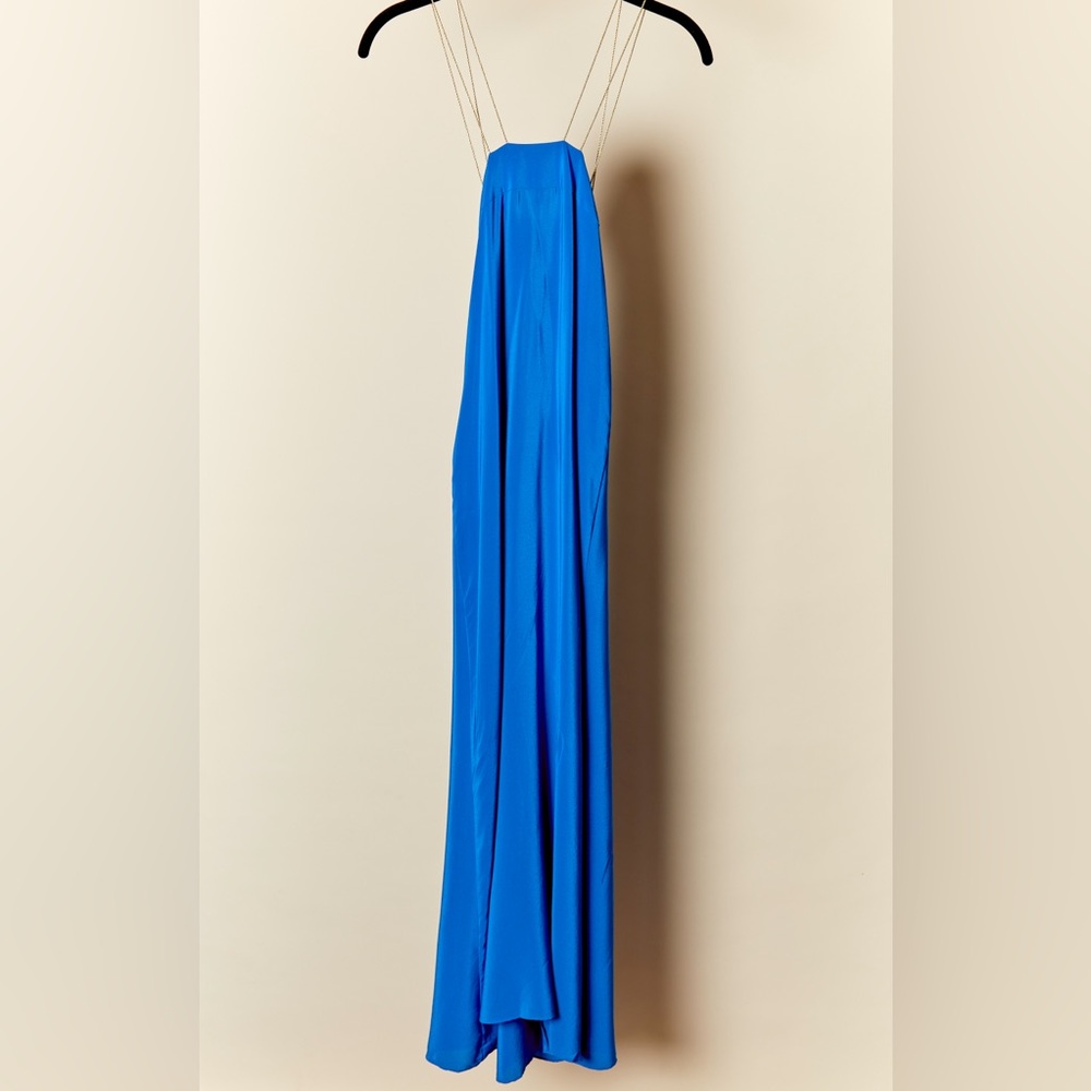 Anthropologie HD in Paris Silk Cobalt Blue Maxi Dress
